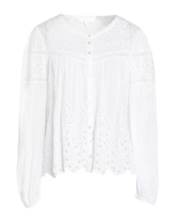 LOVESHACKFANCY White Women‘s Solid Color Shirts & Blouses