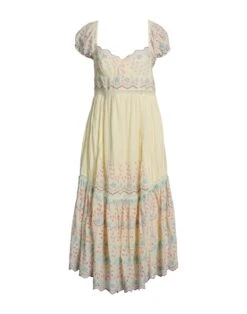 LOVESHACKFANCY Light Yellow Women‘s Midi Dress