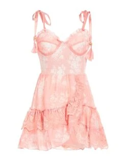 LOVESHACKFANCY Salmon Pink Women‘s Short Dress