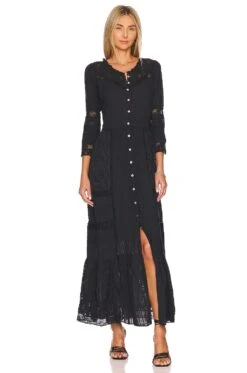 LoveShackFancy Darlene Victorian Maxi Dress Black
