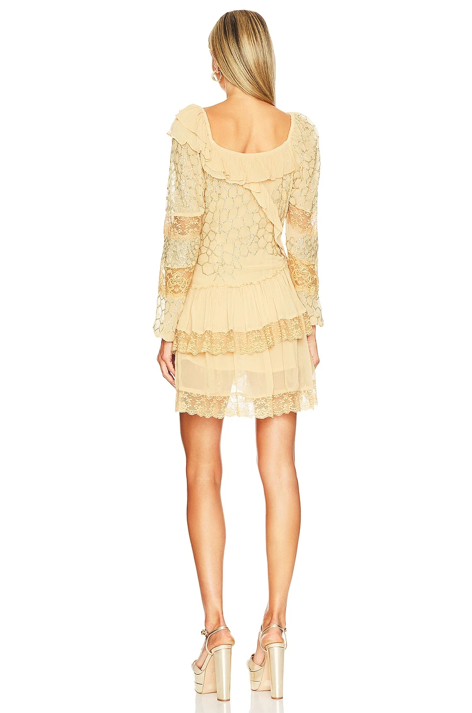LoveShackFancy Angora Mini Dress Nougat - Image 4