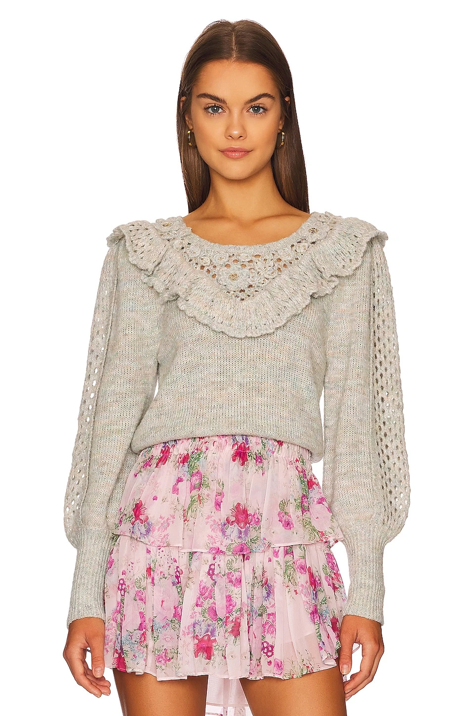 LoveShackFancy Luellan Sweater Summer Sage Melange