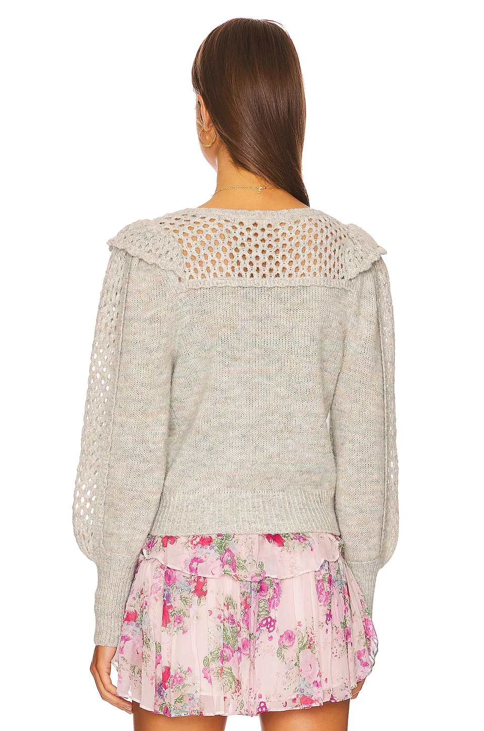 LoveShackFancy Luellan Sweater Summer Sage Melange - Image 3