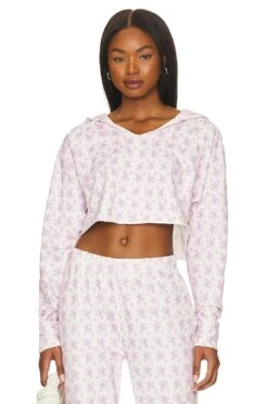LoveShackFancy Jemina Crop Hoodie Violet Meadow