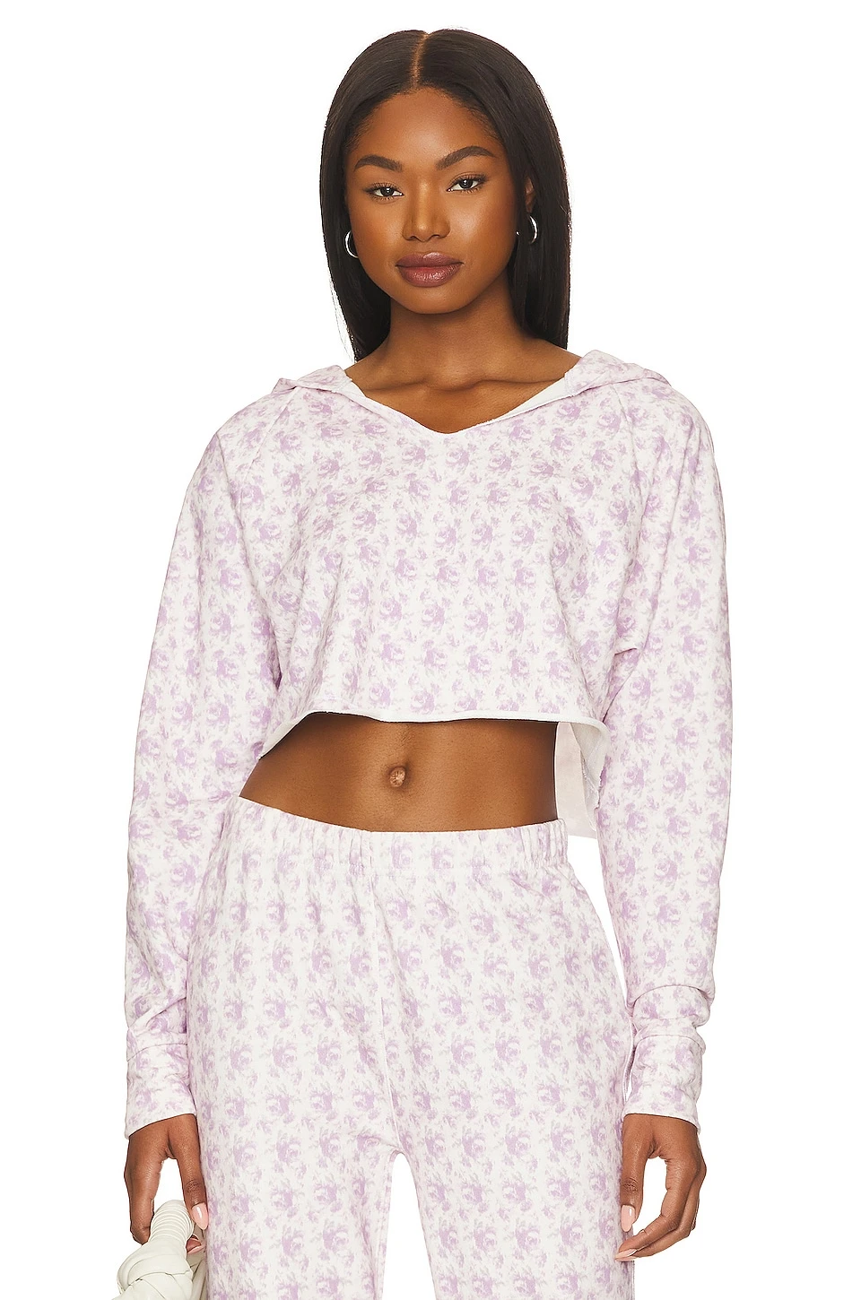 LoveShackFancy Jemina Crop Hoodie Violet Meadow