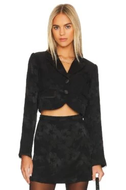 LoveShackFancy Zubin Crop Blazer Black