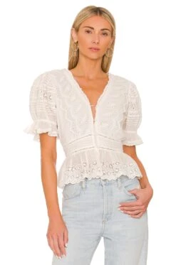 LoveShackFancy Annalee Top Ivory