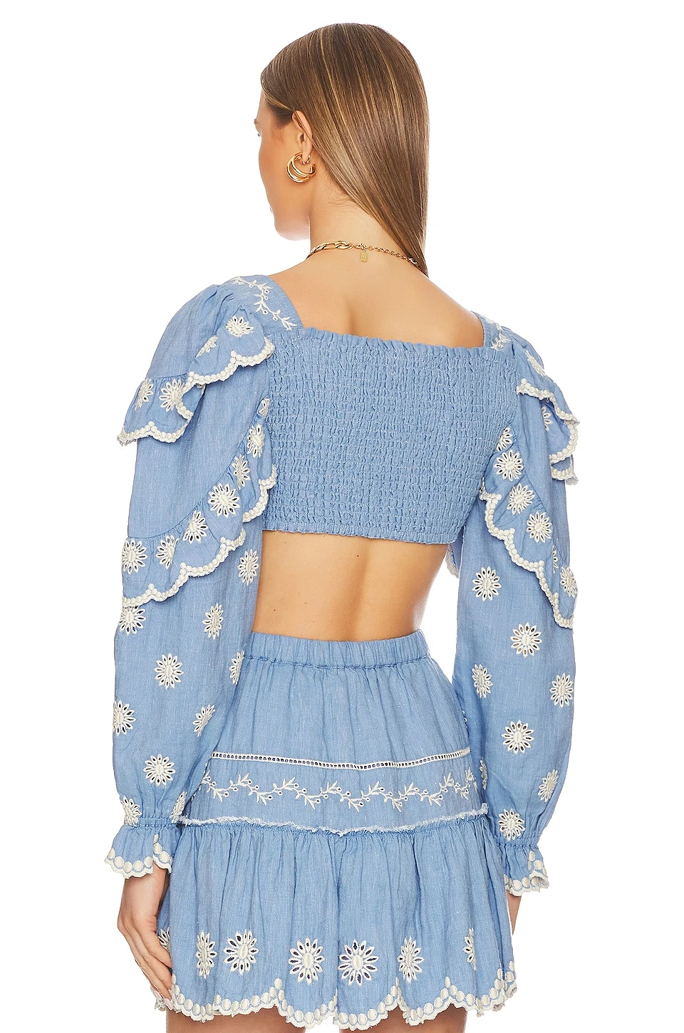 LoveShackFancy Milanti Crop Top Faded Hydrangea - Image 3