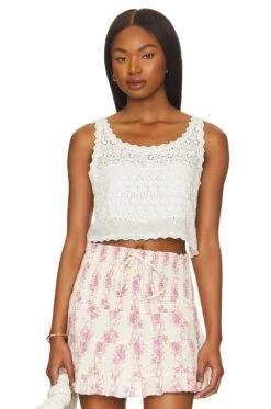 LoveShackFancy Luvita Crop Top True White