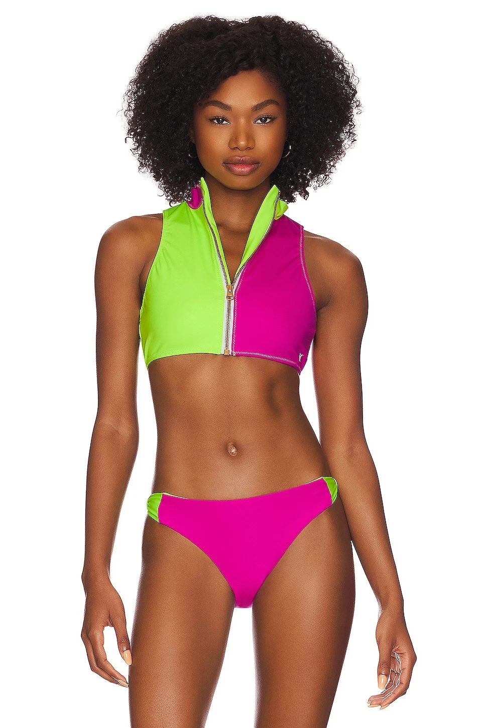 LoveShackFancy X Hurley High Neck Bikini Top Max Solid Blocked